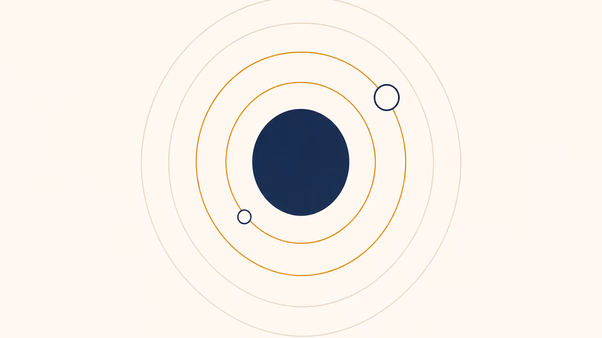 Concentric navy and amber rings rendered as an orbital diagram on warm ivory, evoking a platform-of-platforms ecosystem with no single OS at the center.